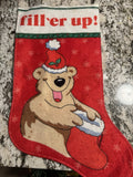 VTG Felt Christmas "Fill-er Up!" Stocking-1987 Jim Benton-17.25" Sassy Stocking