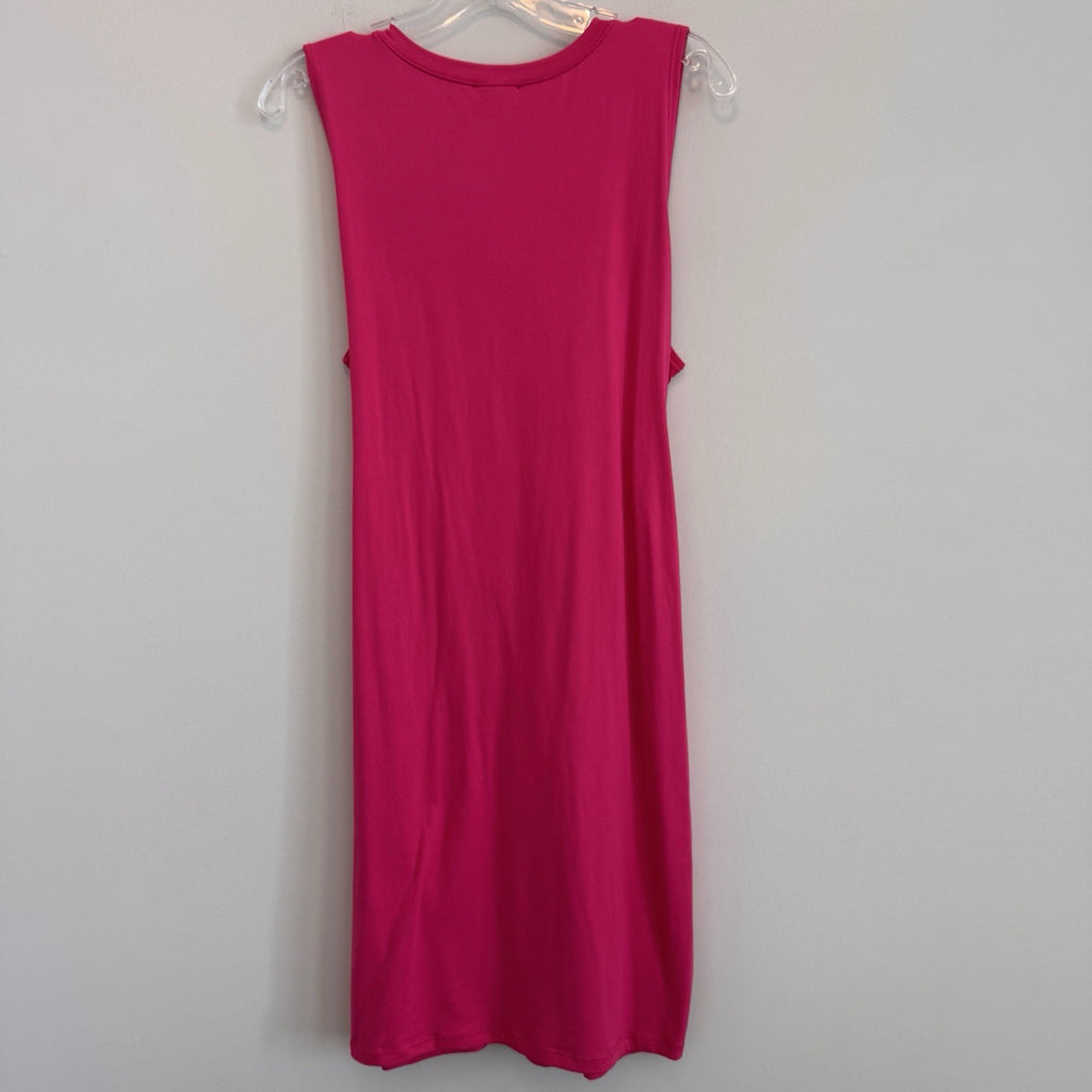 Pink Lily Women’s XL Hot Pink Sleeveless Front Tie Knot T-Shirt Mini Dress USA