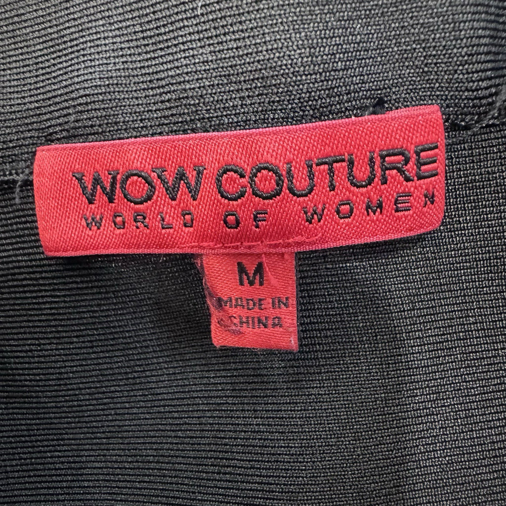 WOW Couture Black Bandage Pencil Skirt Hook & Eye Front Detail Medium M