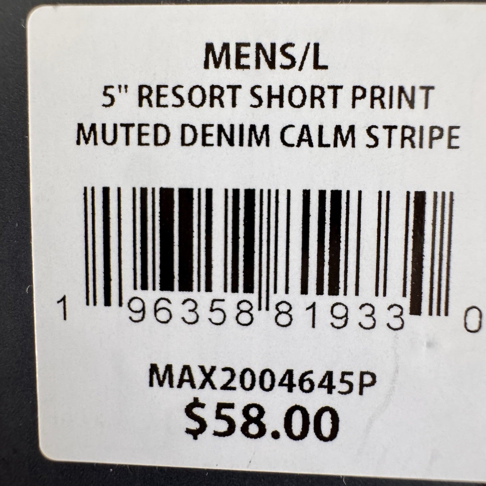VRST Men's Large 5" Resort Short Muted Denim Calm Stripe NWT Hybrid Liner $58