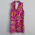 FSL Apparel Sleeveless Ruffle Dress L Pink Orange Abstract Print NWOT