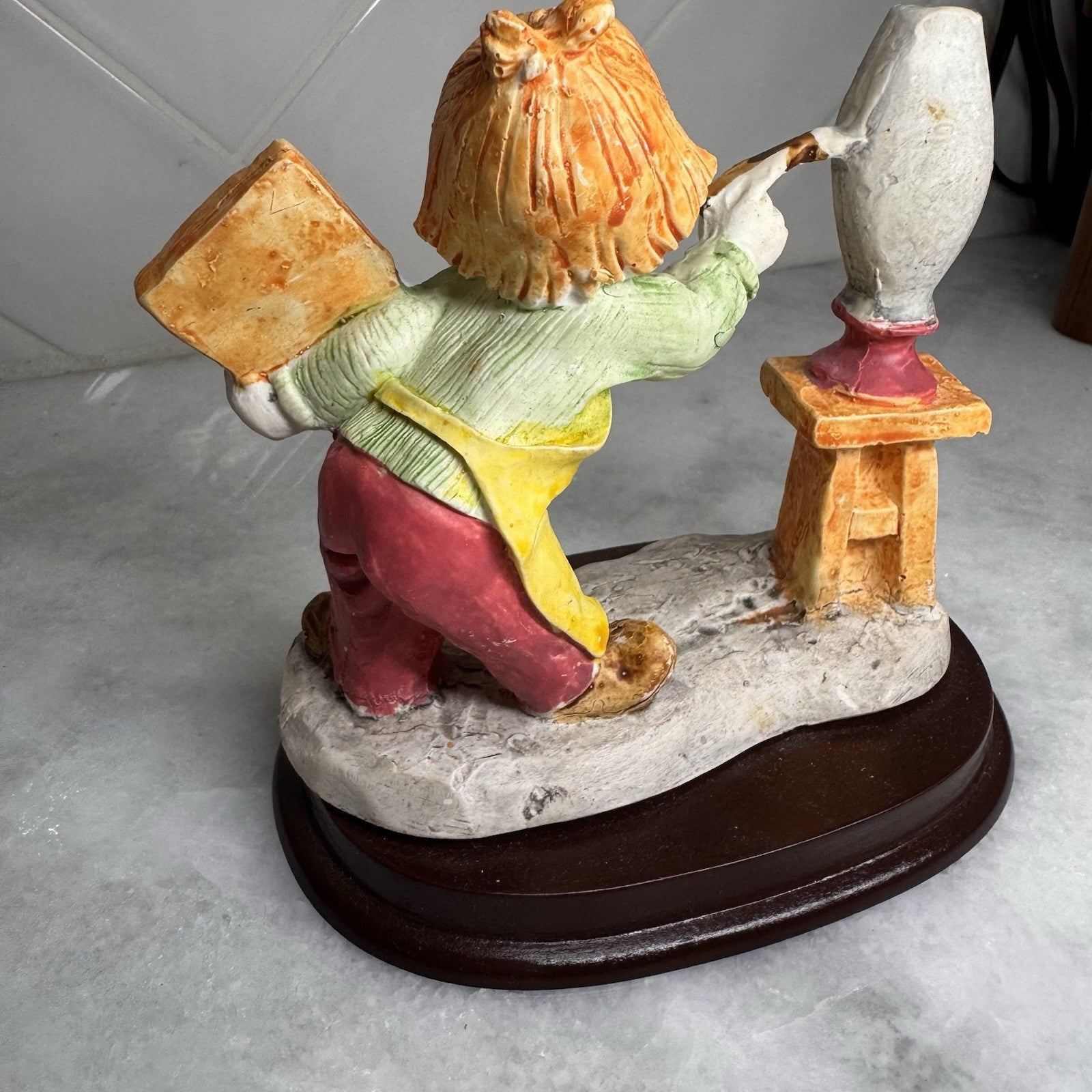 VTG Charles Serouya Young Artist Figurine Little Painter Girl  Child Sculpture