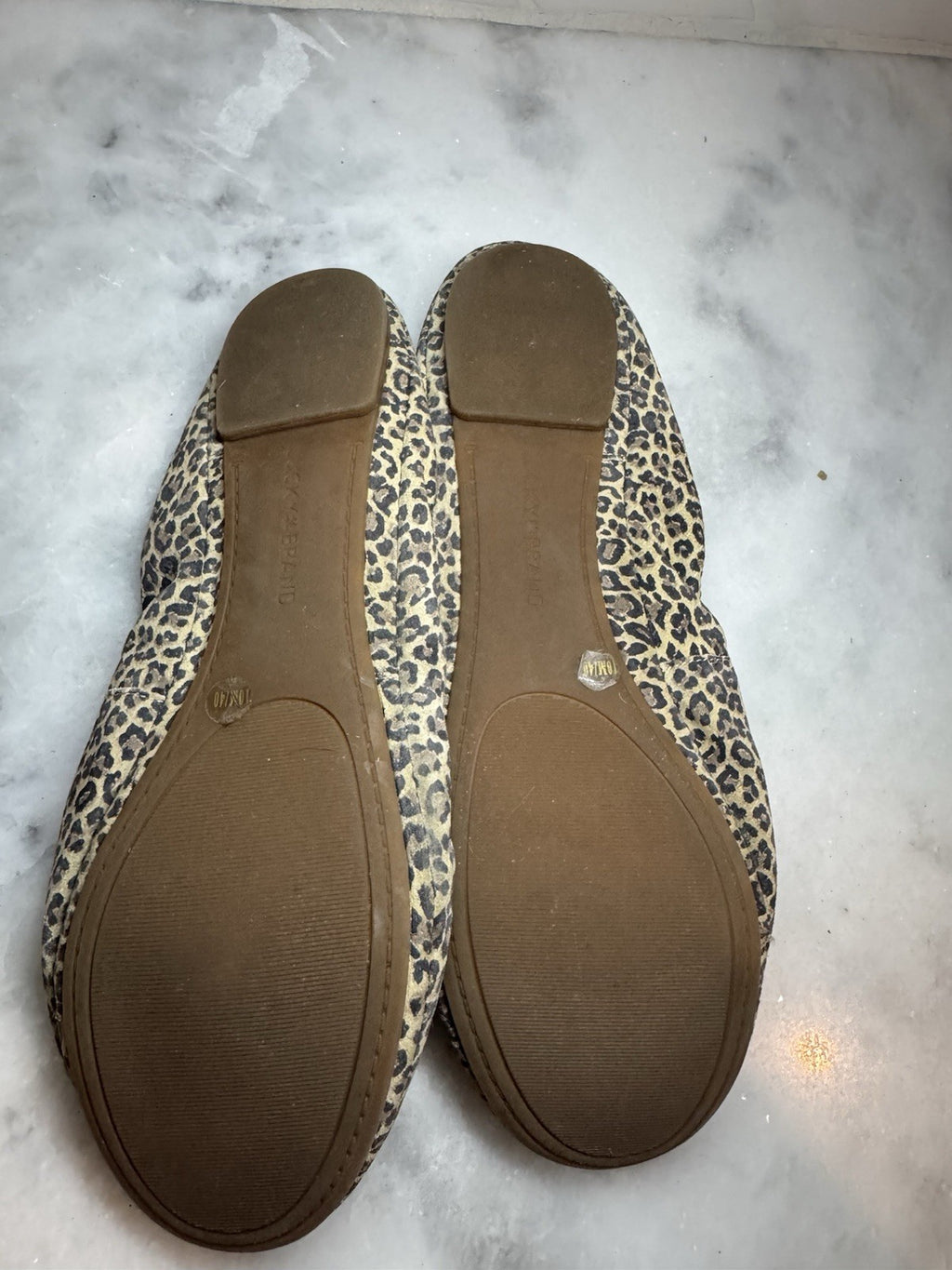 Lucky Brand Emmie Leopard Ballet Flats Women’s 10M Leather Slip On Shoes