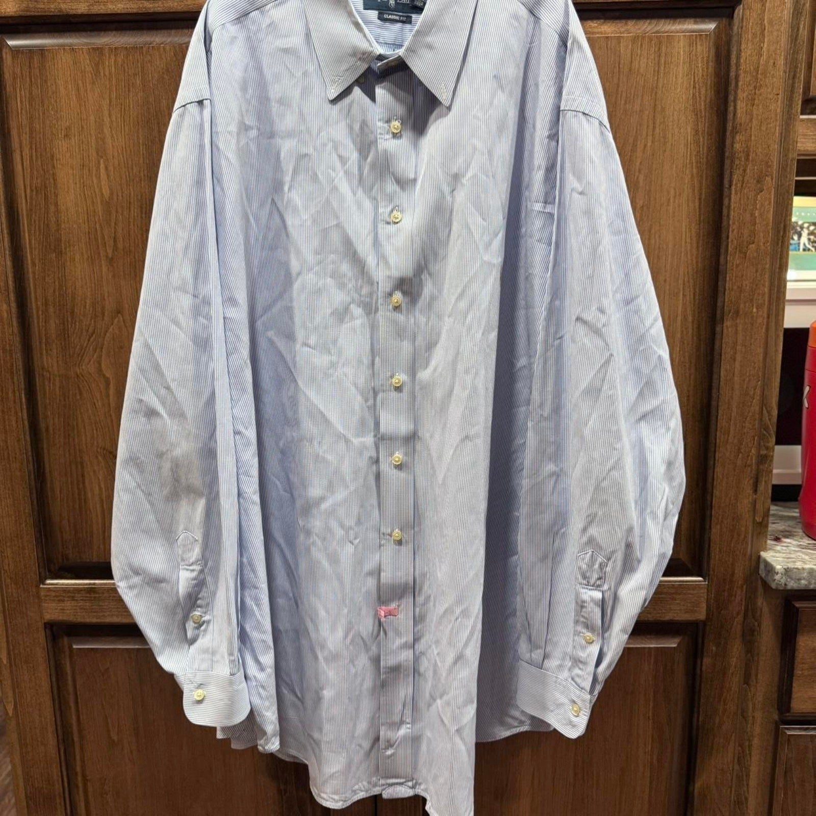 Ralph Lauren Classic Fit Button-Up Shirt - Blue Pinstripe - Size Tall