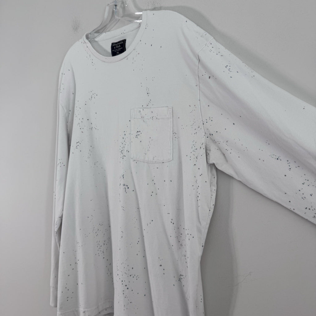 Abercrombie & Fitch Men’s XXL White Paint Splatter Pocket Long Sleeve Shirt