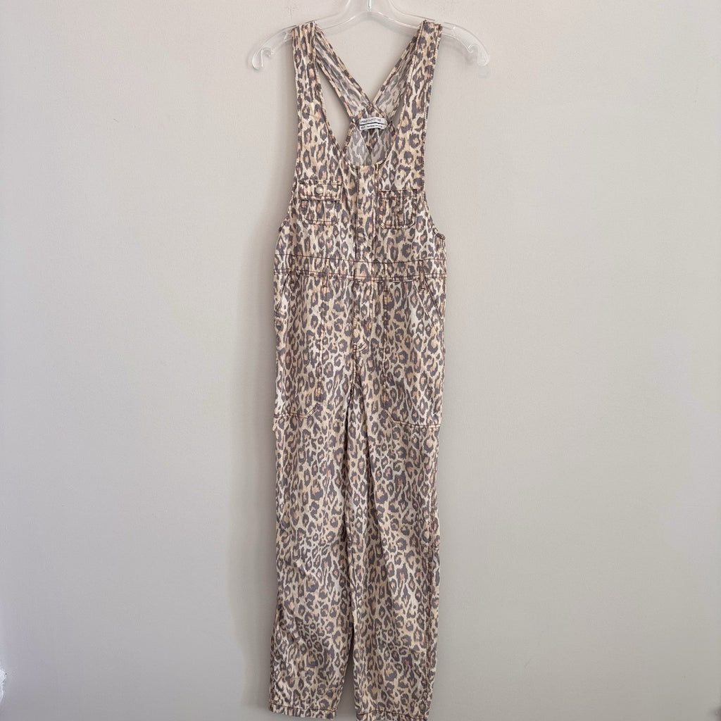 Urban Outfitters Leopard Print Overalls XS Canvas Carpenter Jumpsuit Y2K Street