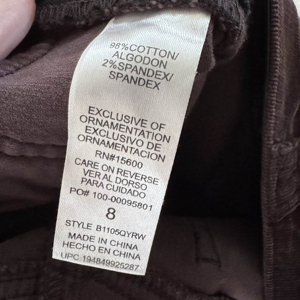 Democracy Absolution Jegging 8 Dark Purple Corduroy Jeri Skinny NWT