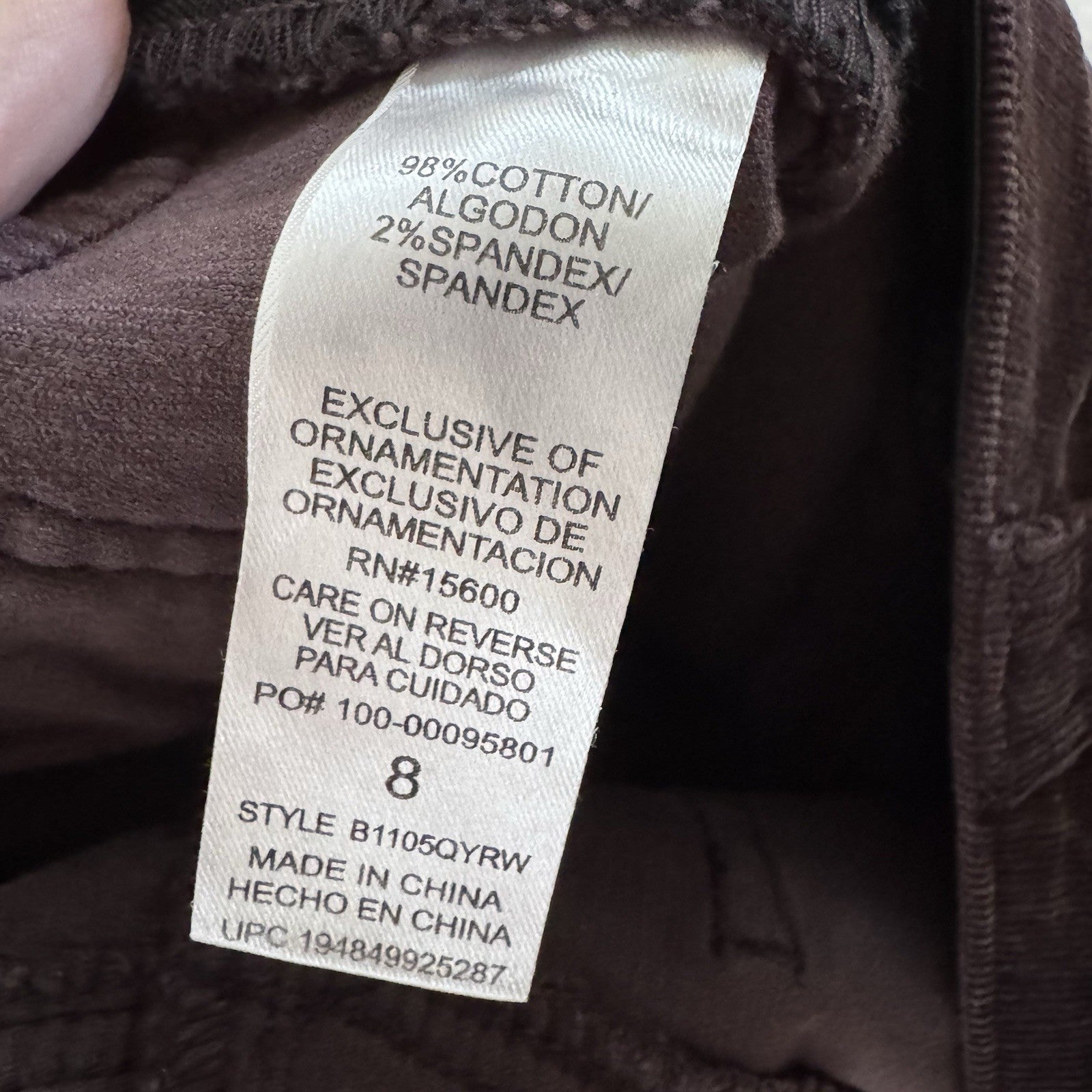 Democracy Absolution Jegging 8 Dark Purple Corduroy Jeri Skinny NWT