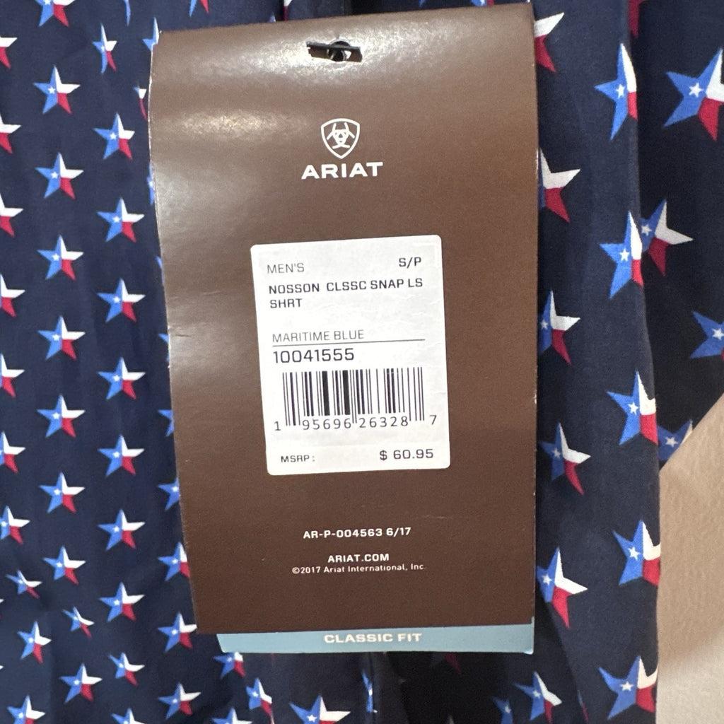 Ariat Men’s S Nosson Western Shirt Texas Star Print Snap Long Sleeve NWT