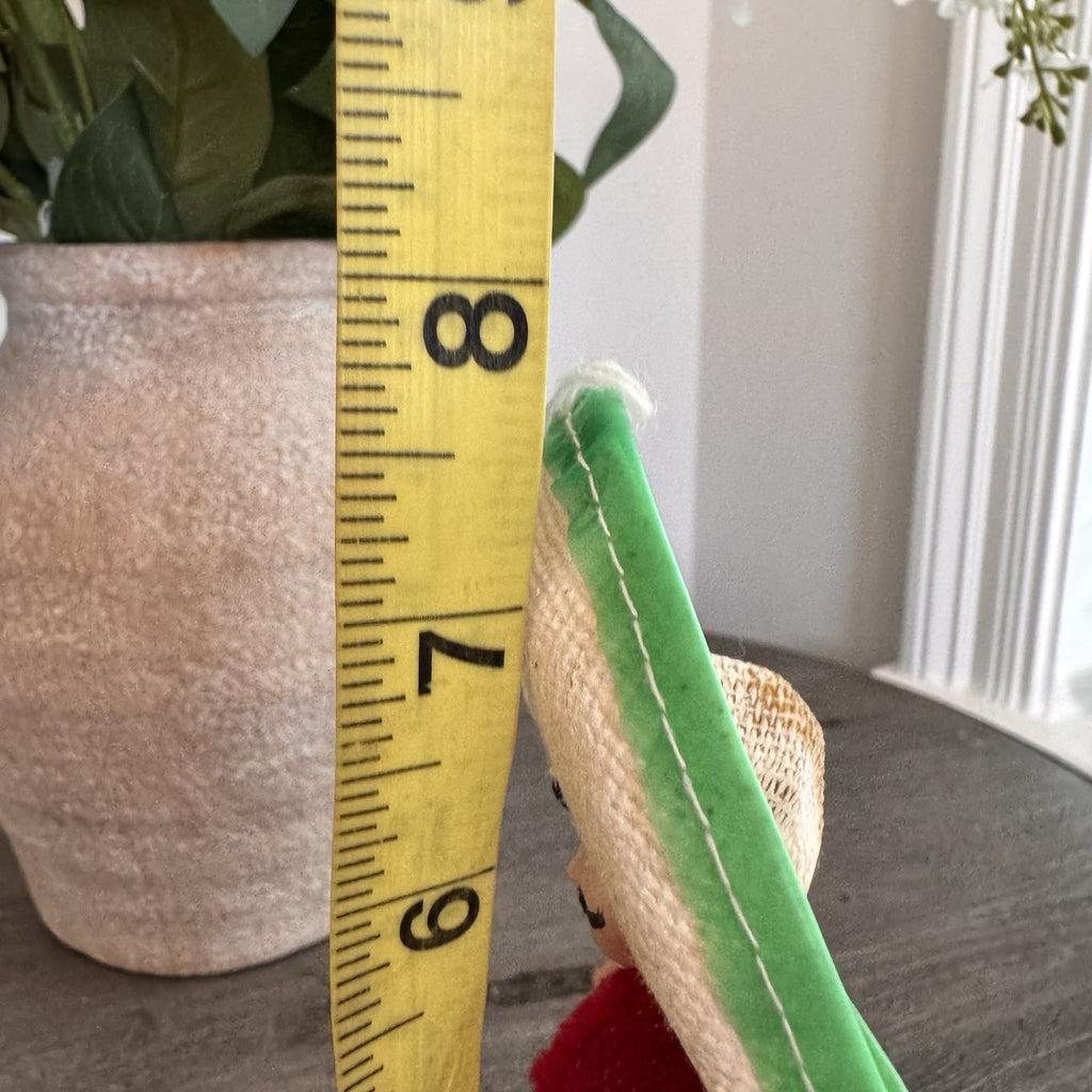 Vintage Mexican Souvenir Doll Mariachi Charro 7.5" Sombrero Serape Wood Base