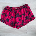 Peach Love Crimson Black Floral Shorts S Made USA NWT
