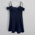 She + Sky Navy Off Shoulder Dress Large Fit Flare Textured