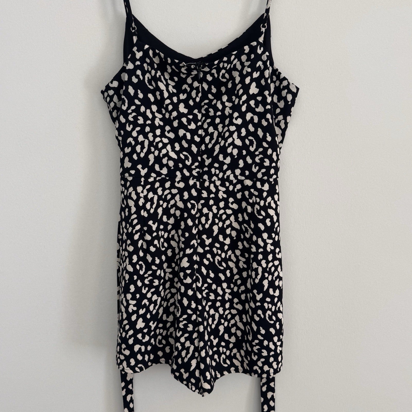 She + Sky Leopard Animal Print Romper Women's Size M Black Tan Spaghetti Strap