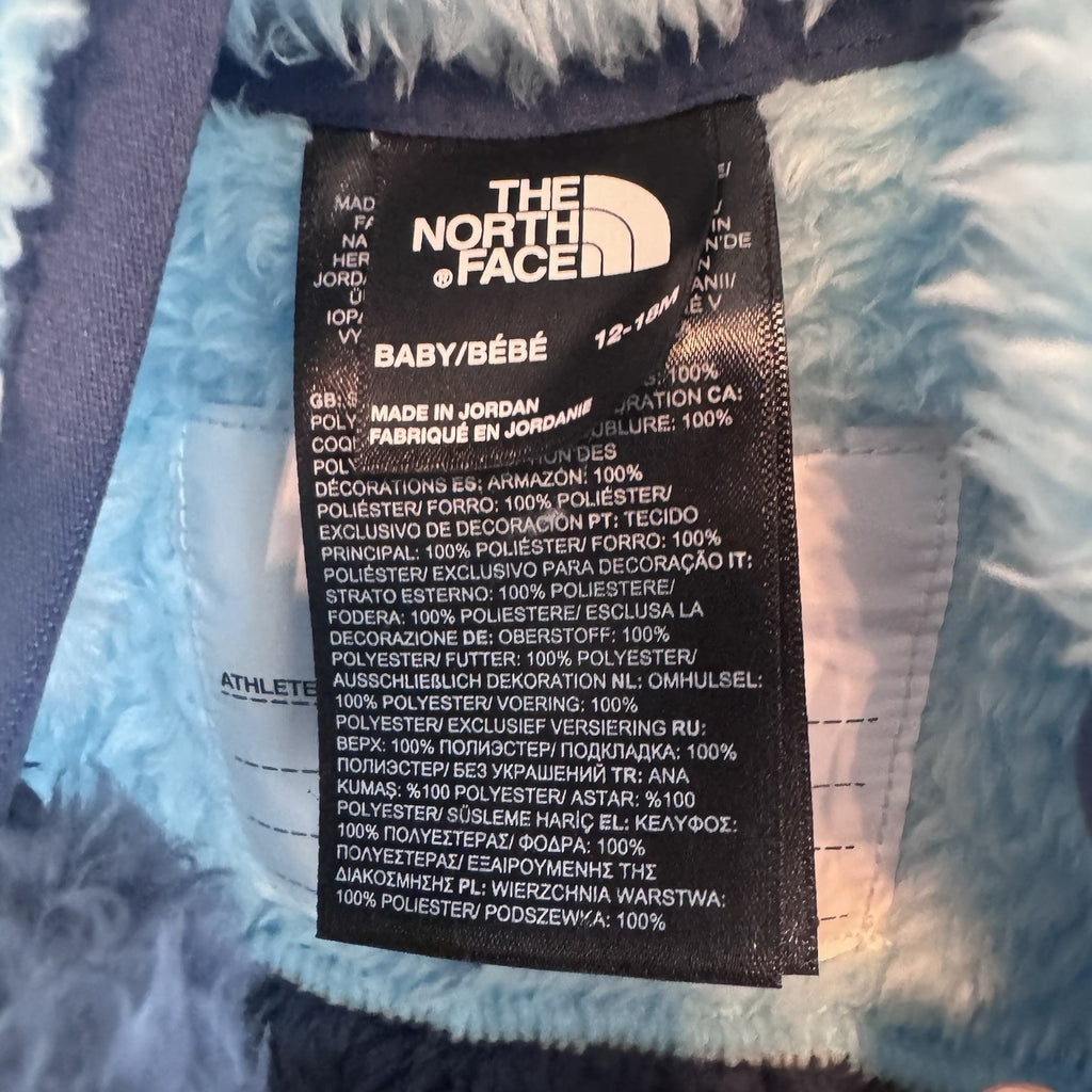 NWT The North Face Baby Bear 1PC Fleece Bunting 12-18M Blue Hooded