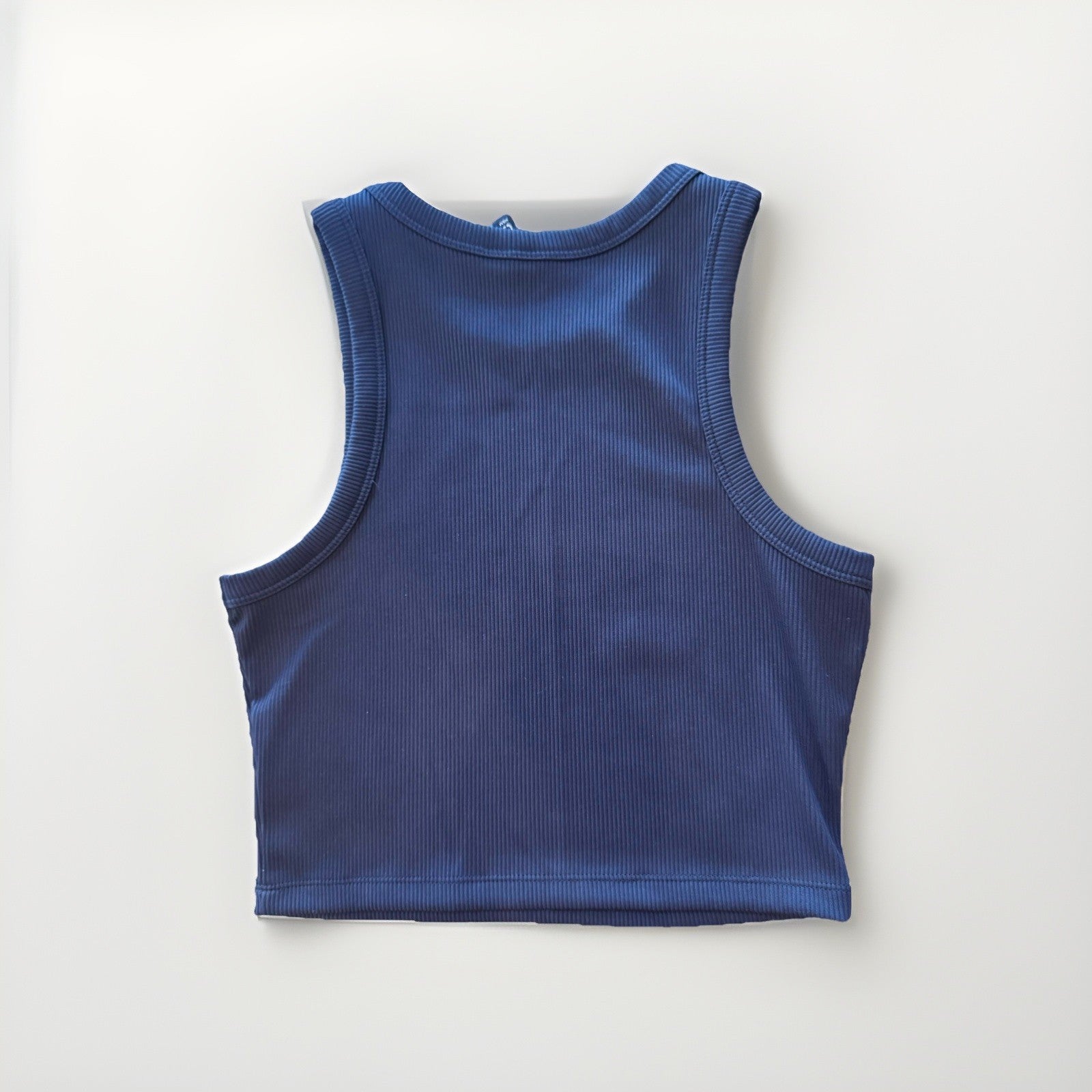 H&M Divided Navy Ribbed Cropped Tank Top Size M Sleeveless Stretch Basic Y2K