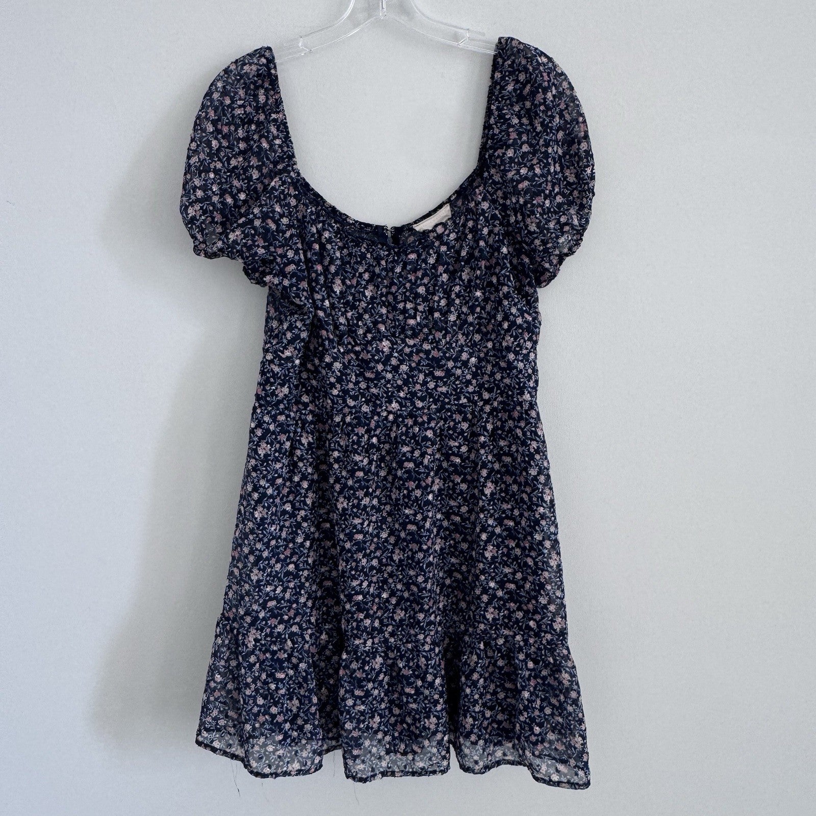 Altar’d State Navy Floral Puff Sleeve Mini Dress Cottagecore XL