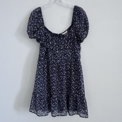 Altar’d State Navy Floral Puff Sleeve Mini Dress Cottagecore XL