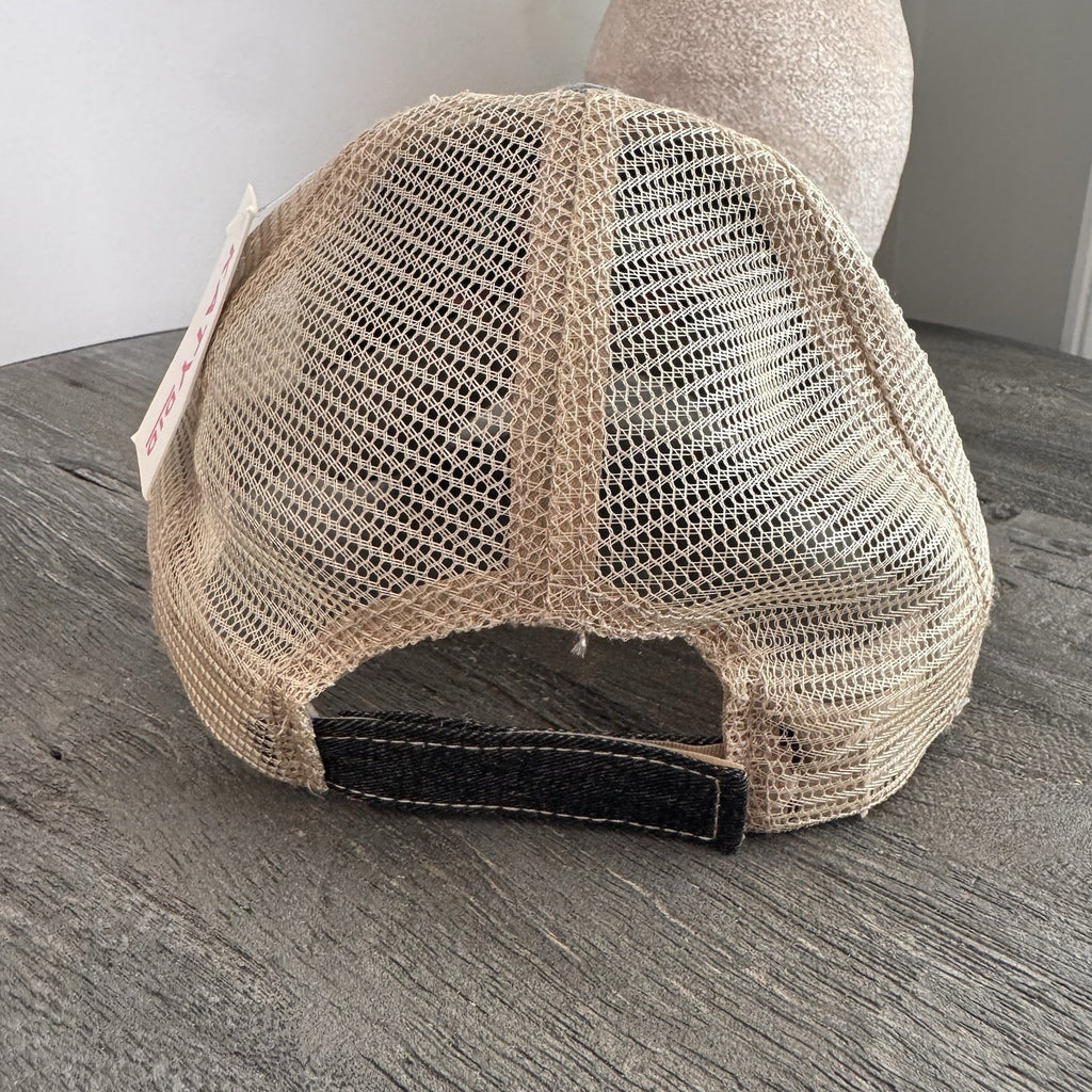 Pool Party Hat KatyDid Trucker Distressed Black Mesh Snapback Cap NWT Boutique