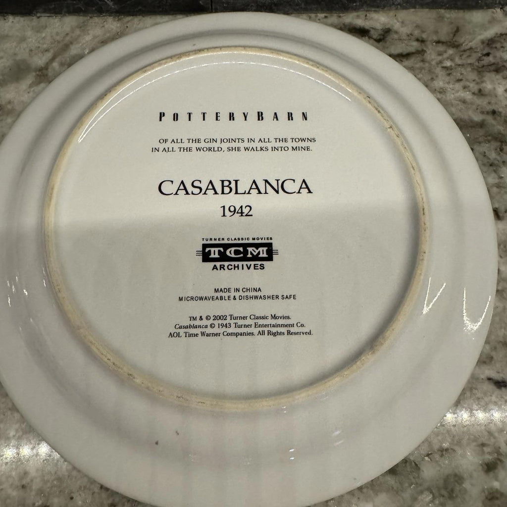 POTTERY BARN Ceramic Plates Set of 4 HOLLYWOOD Classic Movies tcm 8" Diameter