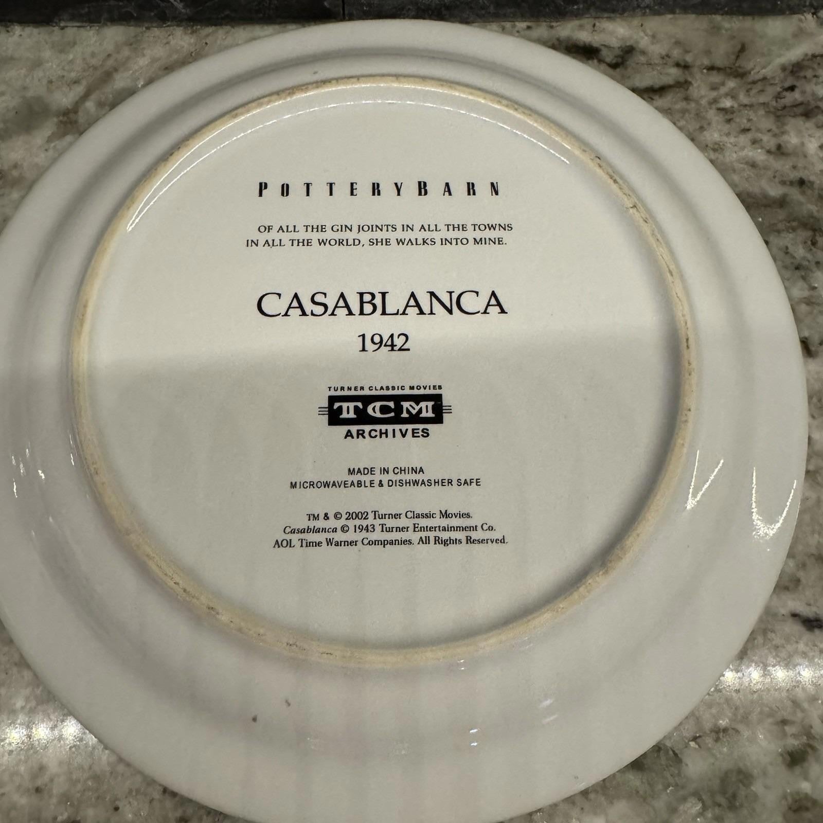 POTTERY BARN Ceramic Plates Set of 4 HOLLYWOOD Classic Movies tcm 8" Diameter