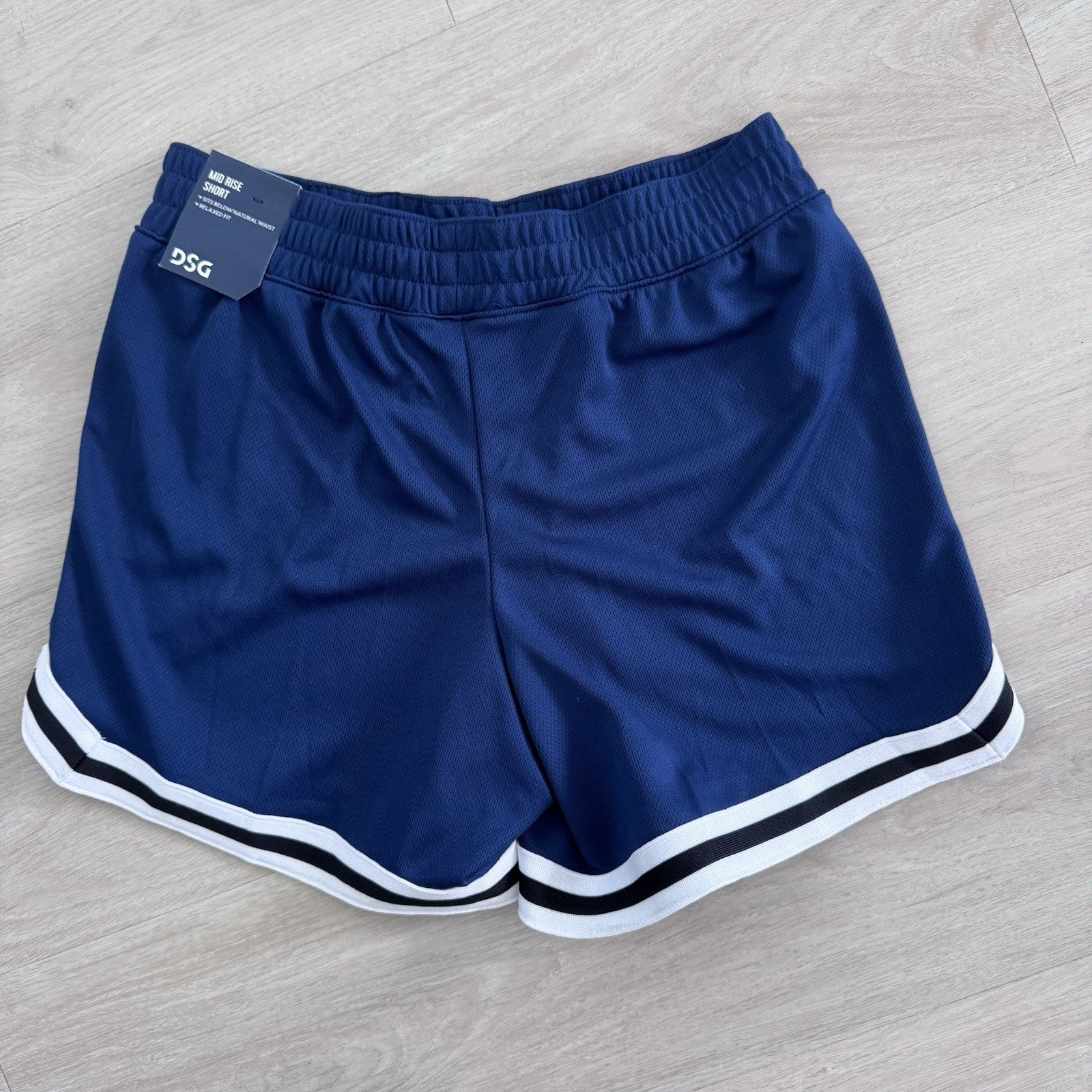DSG Girls Large 14 Navy Mesh Athletic Shorts Mid Rise NWT