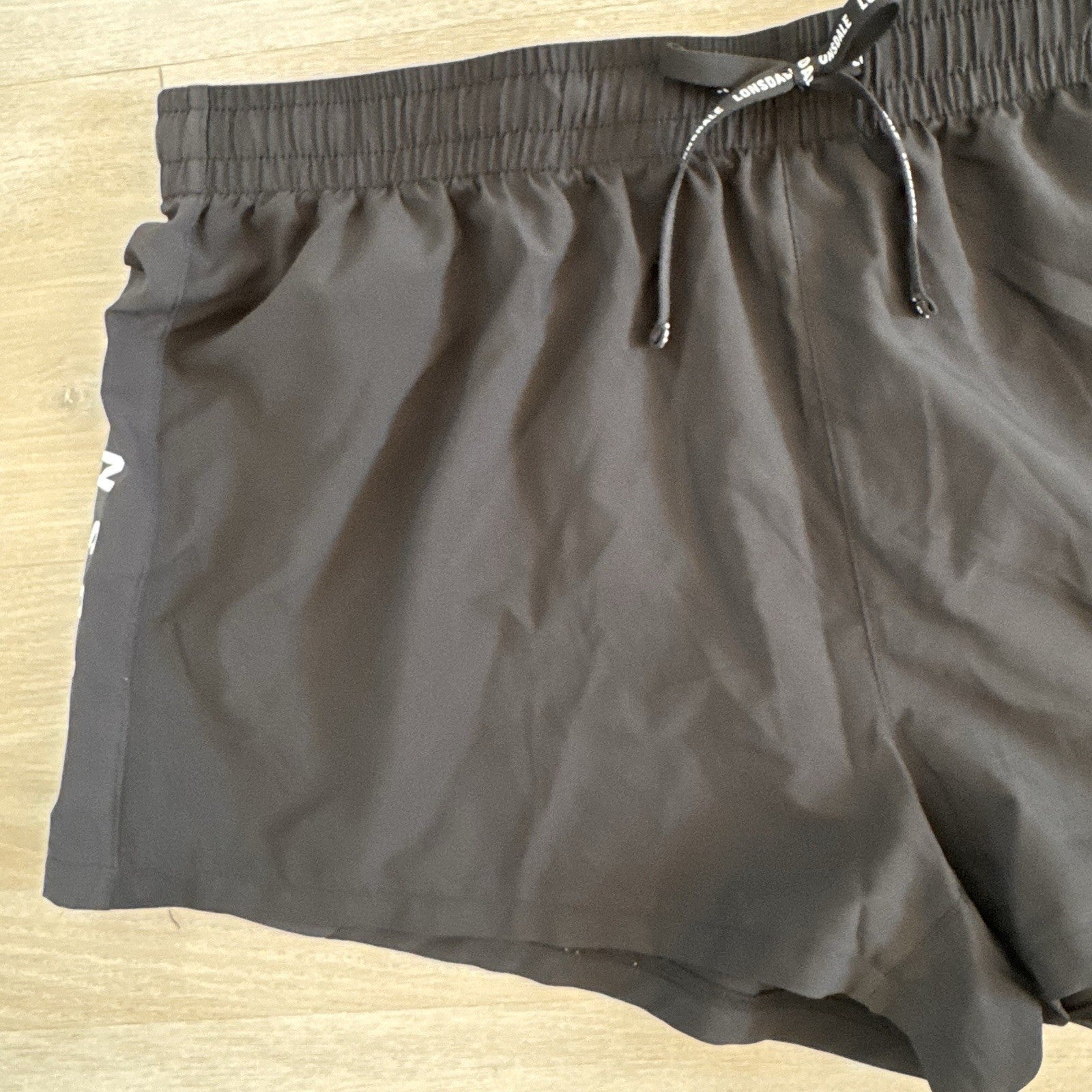 Lonsdale London Women’s Black Athletic Shorts Size 18 Logo Drawstring