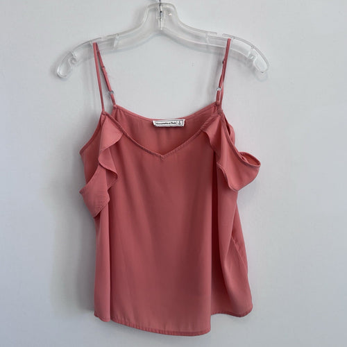 Abercrombie & Fitch Coral Cold Shoulder Blouse Women’s Small Ruffle Cami Top