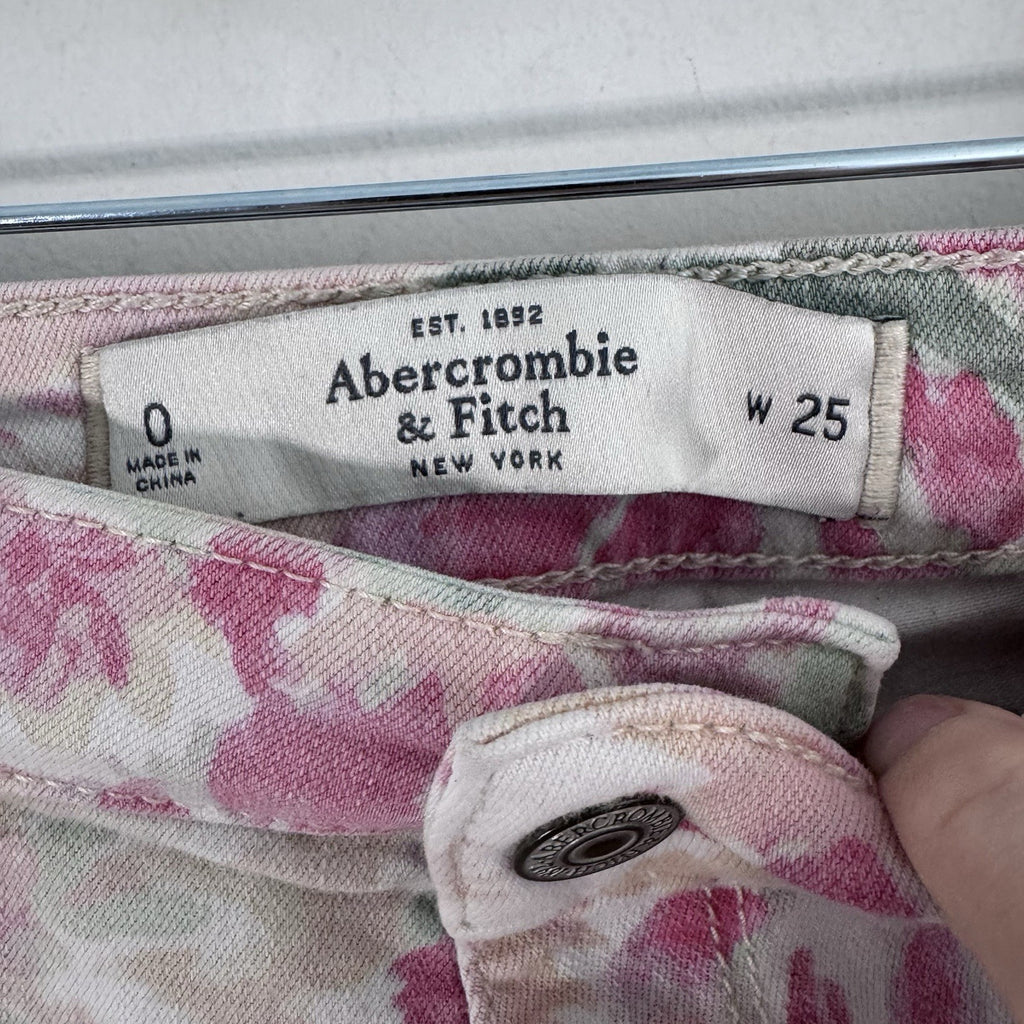 Abercrombie & Fitch Floral Skinny Jeans Womens Size 0 W25 Pink Stretch