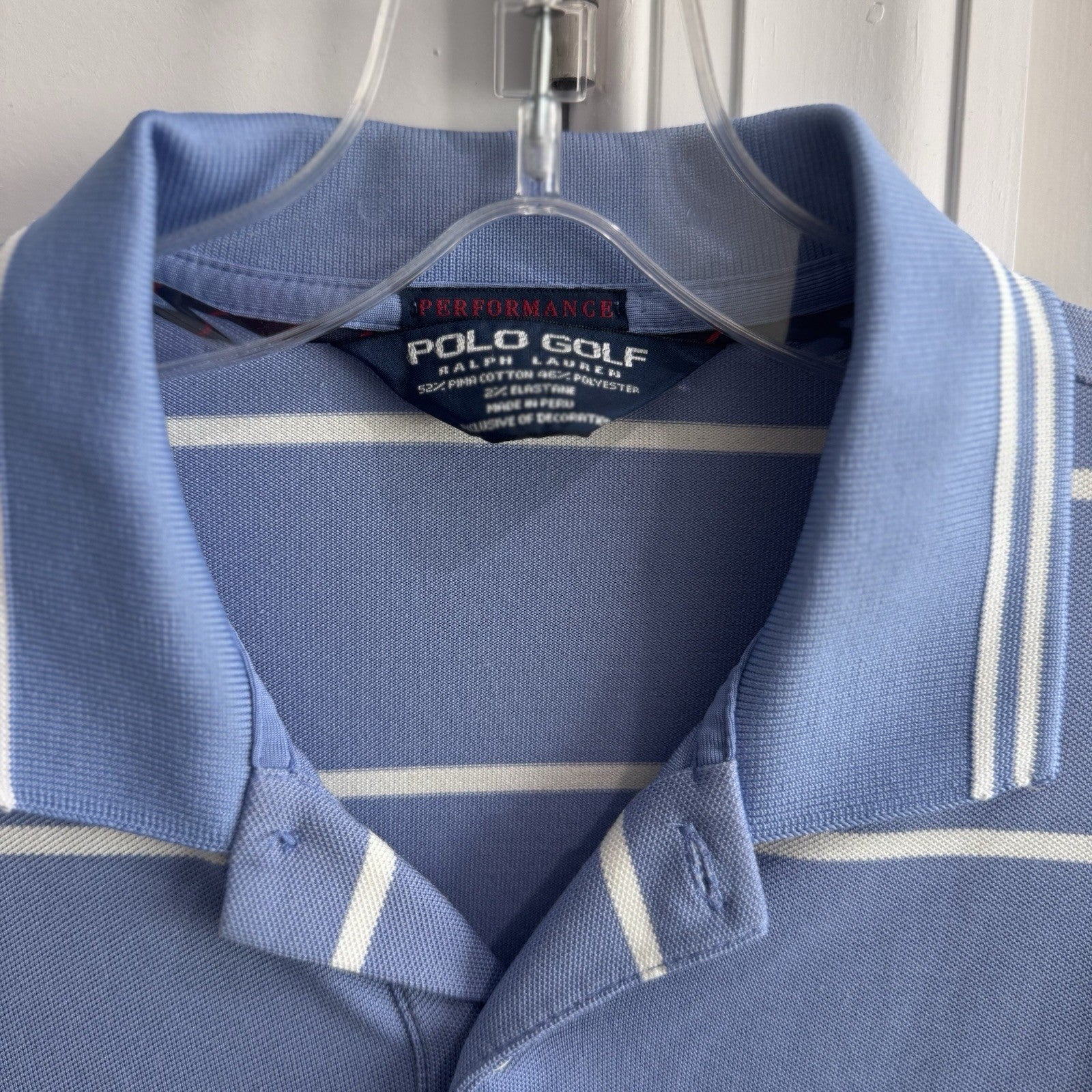 Polo Golf Ralph Lauren Performance Blue White Stripe Polo Shirt Men’s M