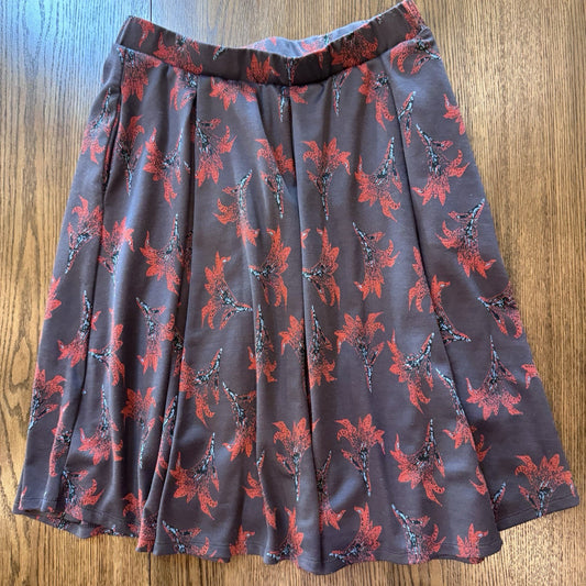 LuLaRoe Women’s Skirt Size M Red Floral Print A-Line Pull-On Stretch Waist 