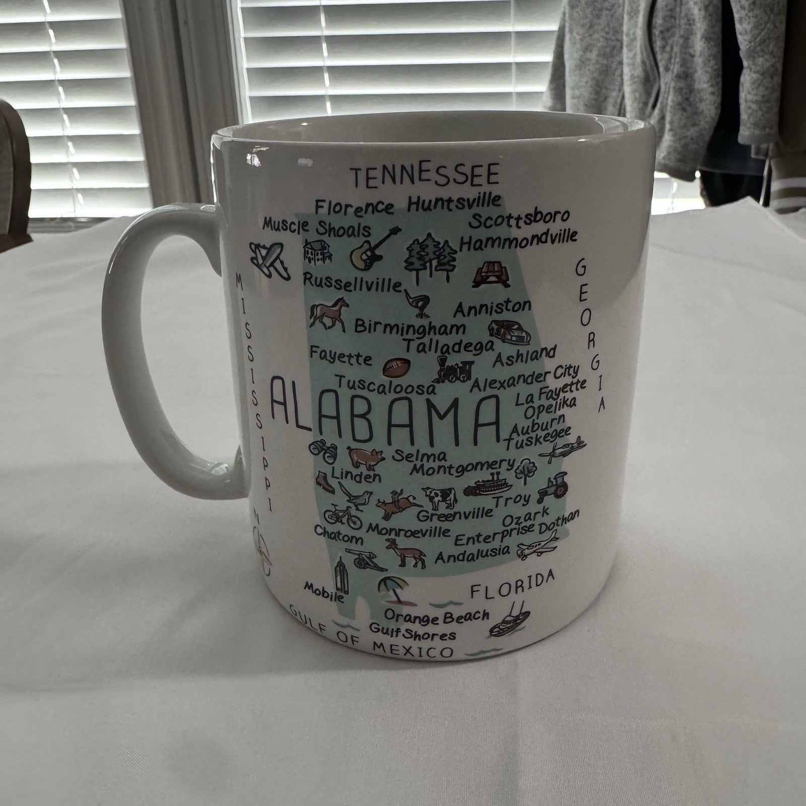 VTG 222 Fifth My Place Alabama Map Oversize Jumbo Coffee Mug Cup 28 oz Porcelain