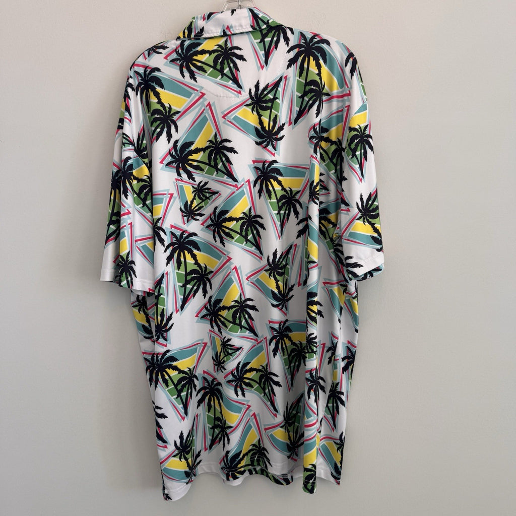 Proud Ninety Golf Polo Shirt Men's Size 3X Retro Palm Tree Geometric 90s Style