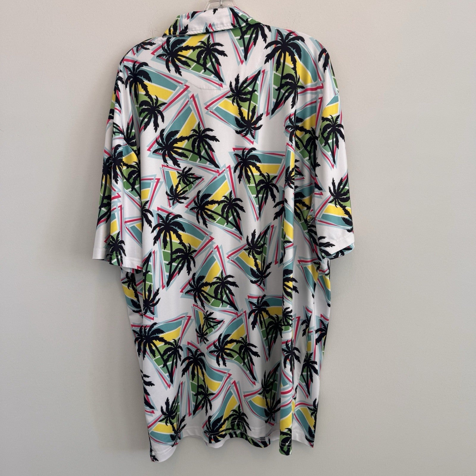Proud Ninety Golf Polo Shirt Men's Size 3X Retro Palm Tree Geometric 90s Style