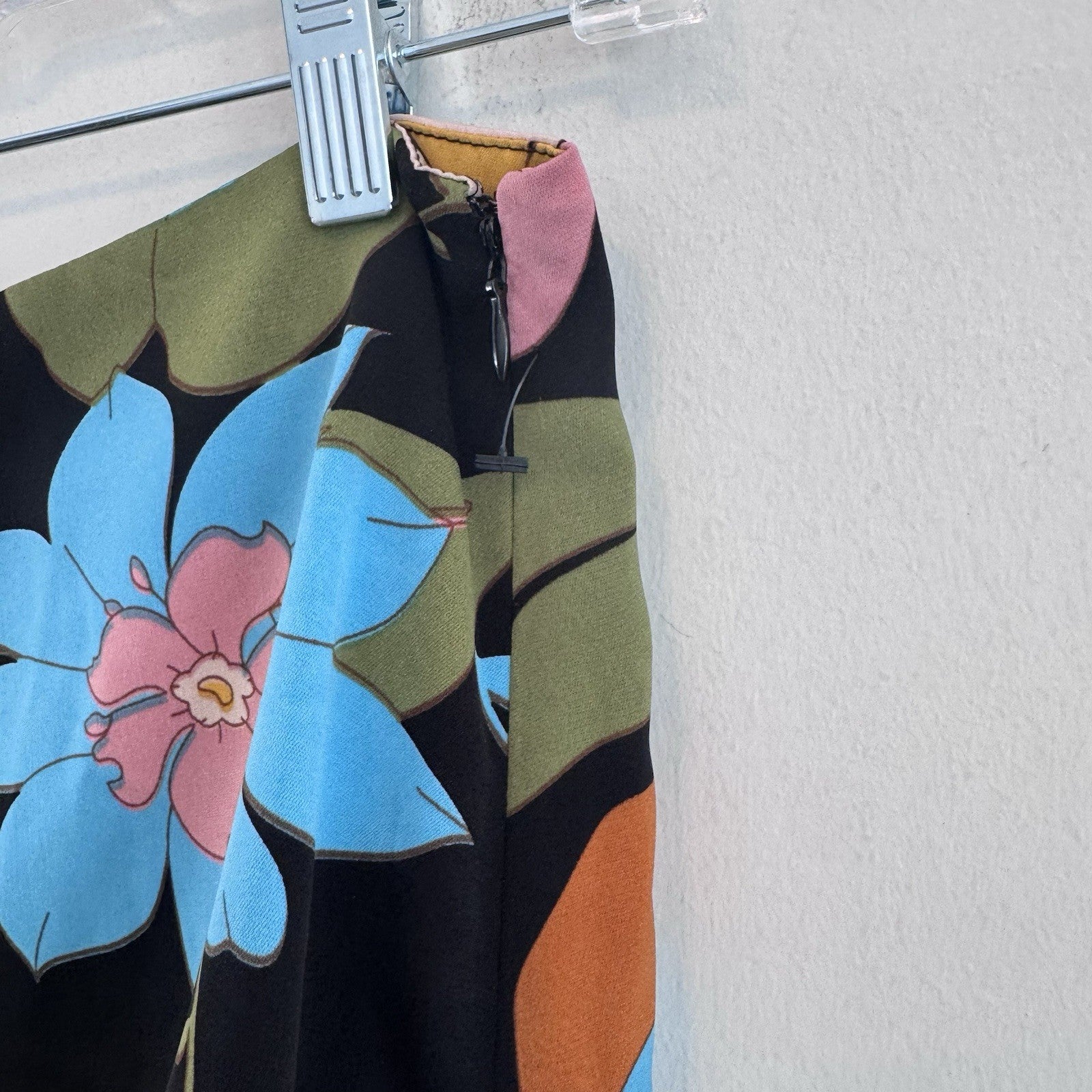 Her Entire Name Says Grace Floral Mini Skirt Black Retro Boho Size M