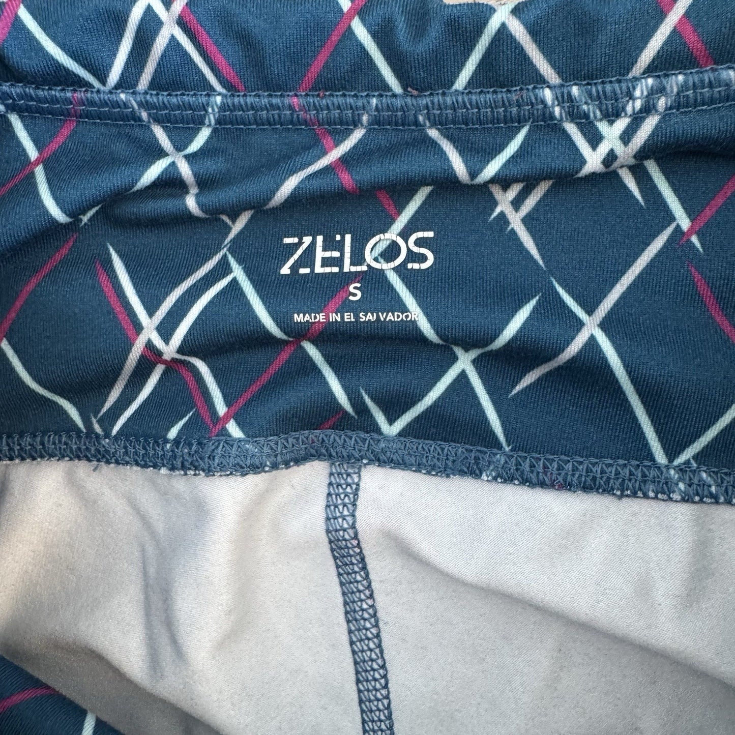 Zelos Women’s Leggings Small Blue Geometric Print Stretch Athletic Yoga Pants 