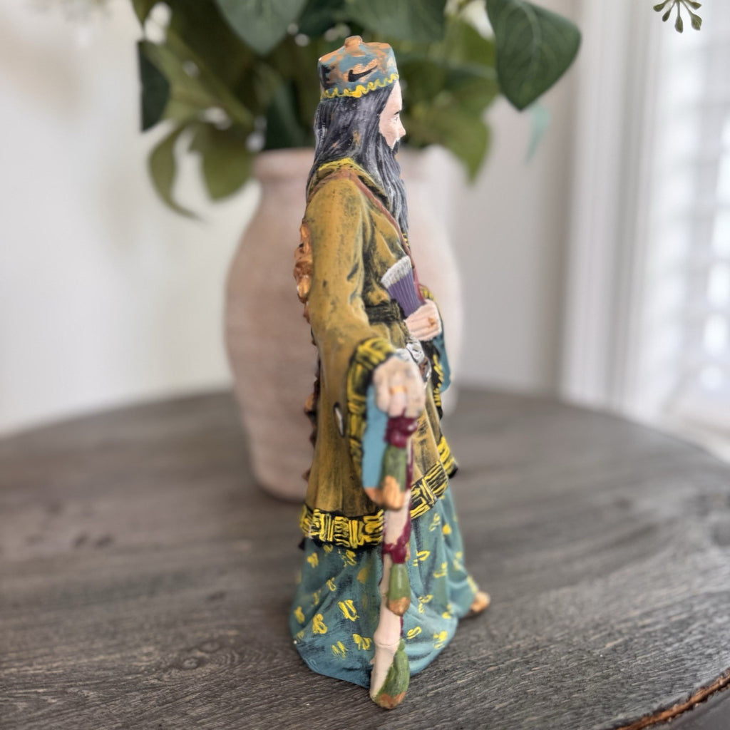 Vintage Oriental Wizard Figurine Wise Man Yin Yang Immortals Chinoiserie 9"