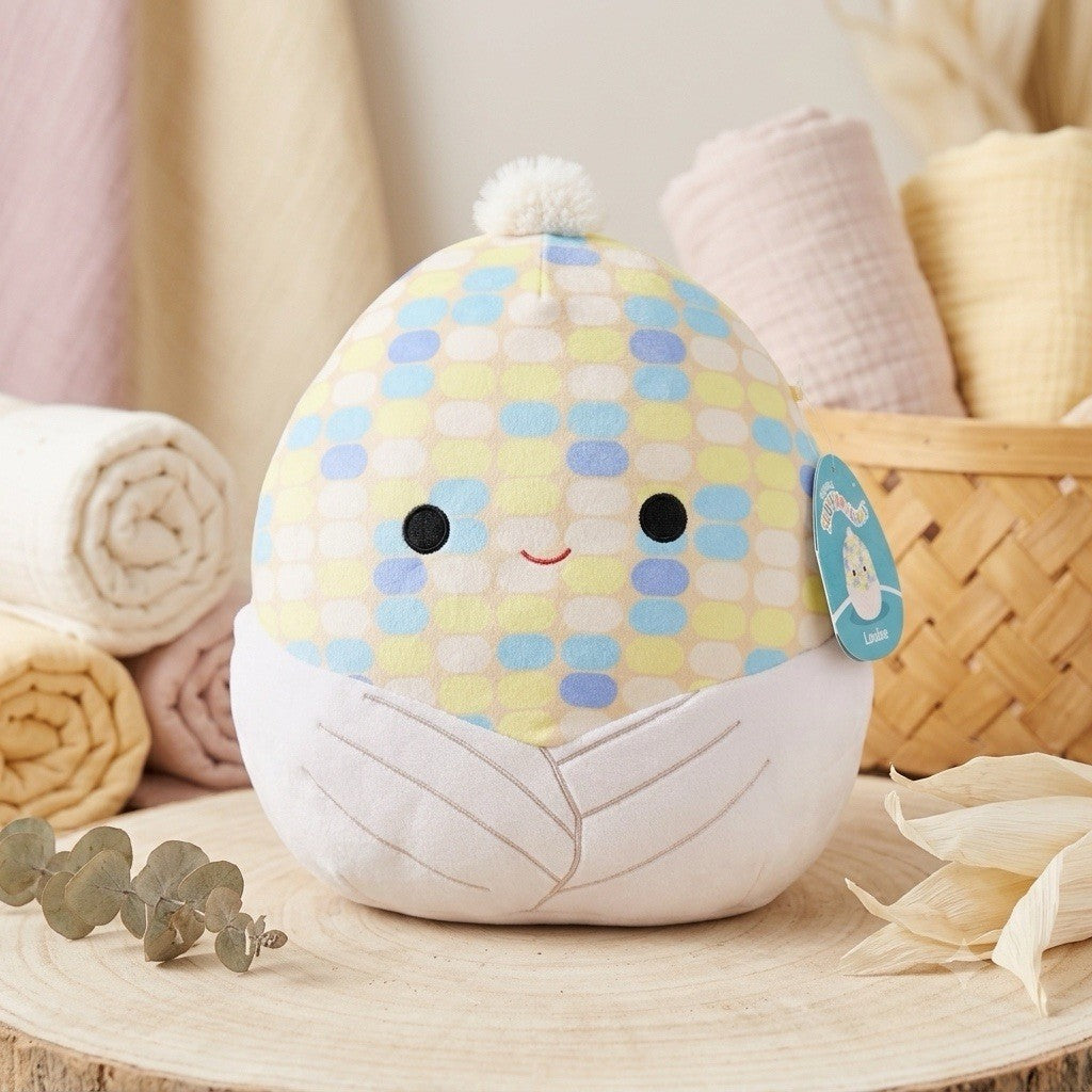 NWT Squishmallows Louise Maize Corn  12" Yellow Blue White Pattern Corn Kernels