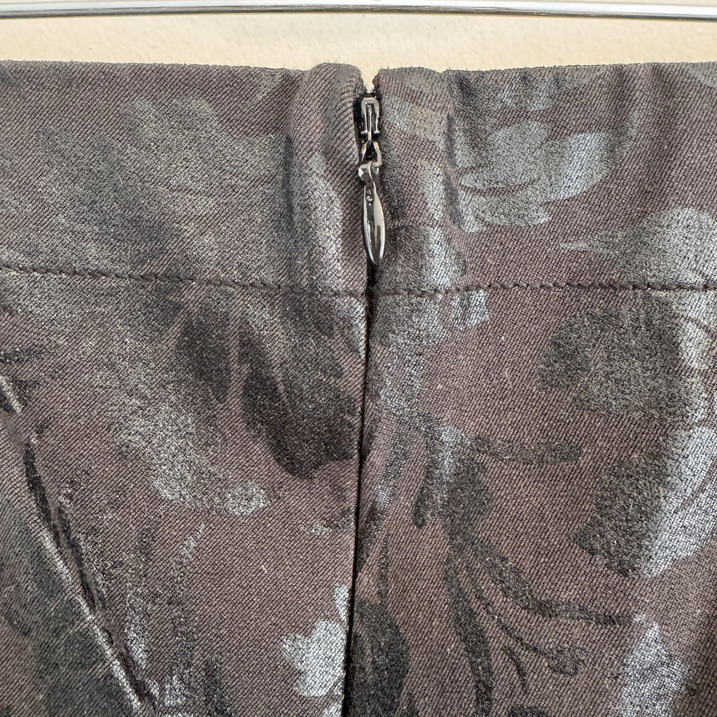 Anthropologie Essential Skinny Pants Womens 4 Black Floral Jacquard Tuxedo