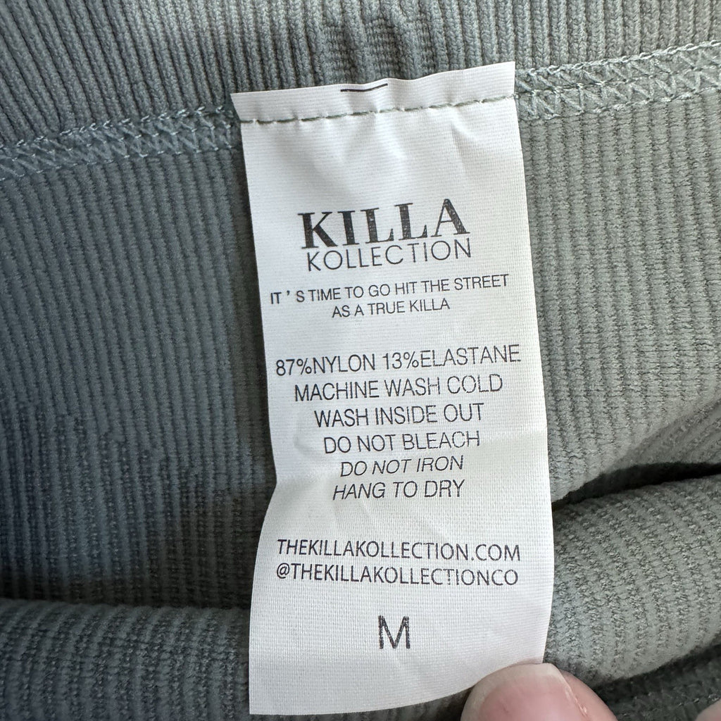 Killa Collection Ribbed Seamless Leggings Blue Gray M High Waist NWT