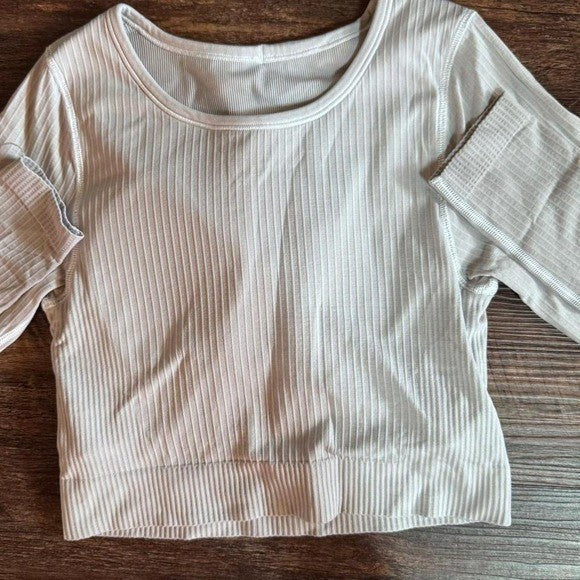 Lululemon Align Ribbed Long Sleeve Crop Top Gray Size 4