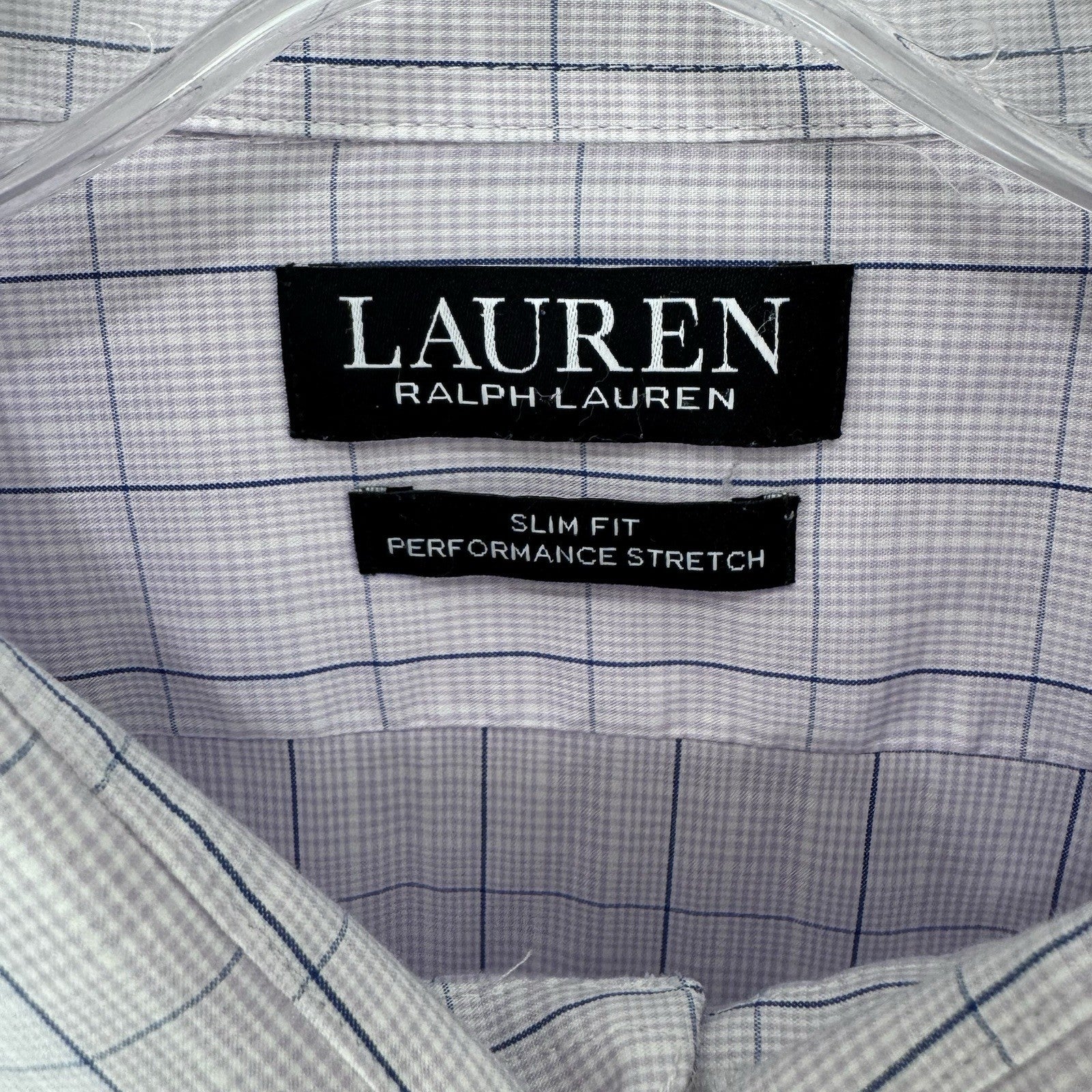 Lauren Ralph Lauren Women’s Slim Fit Dress Shirt SZ 18 Purple Check Stretch 2XL