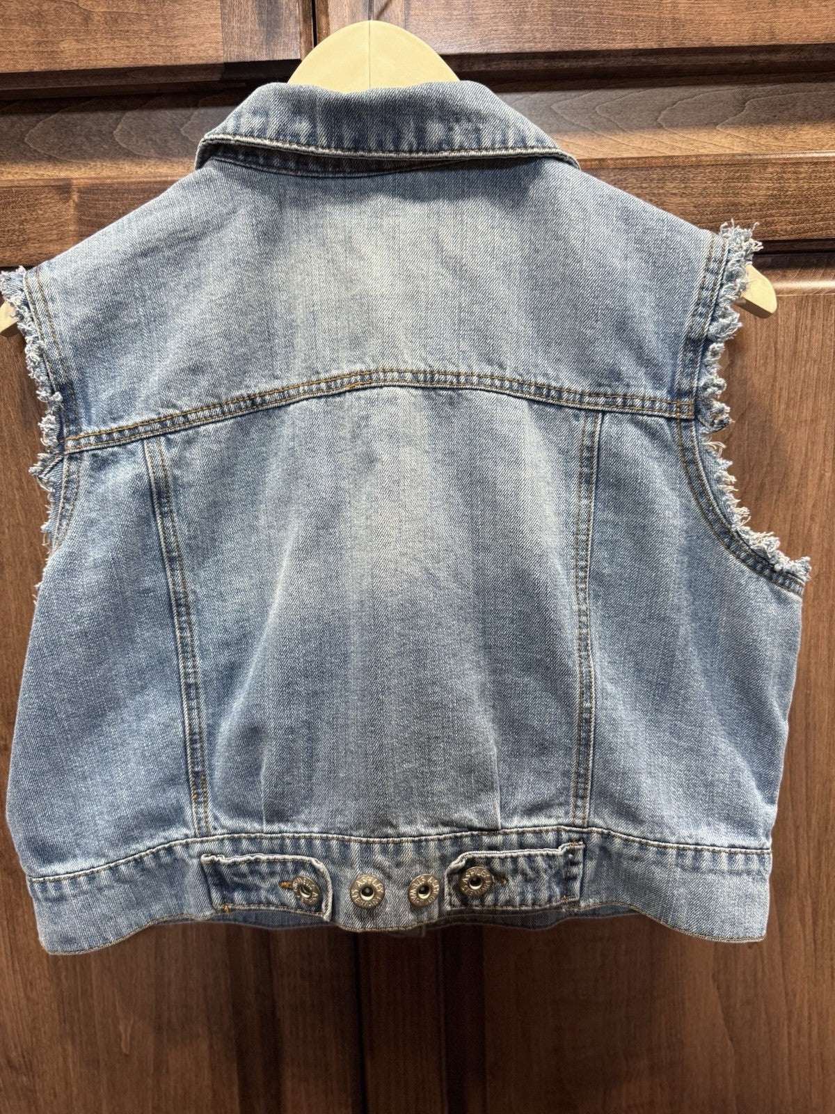 Ashley Stewart Women’s Size 12 Denim Vest Sleeveless Frayed 