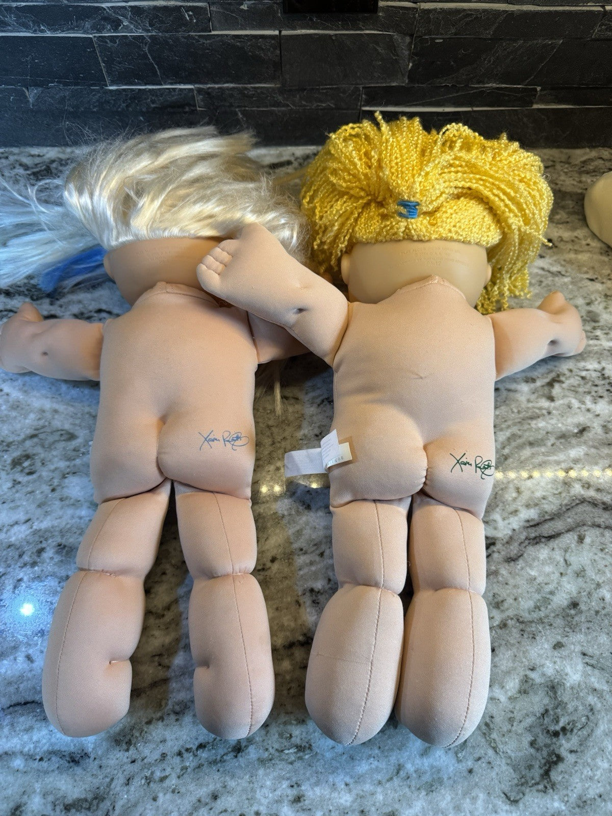 Two 2004 Play Along Cabbage Patch Signed Dolls Long Blonde Hair Blue Eyes