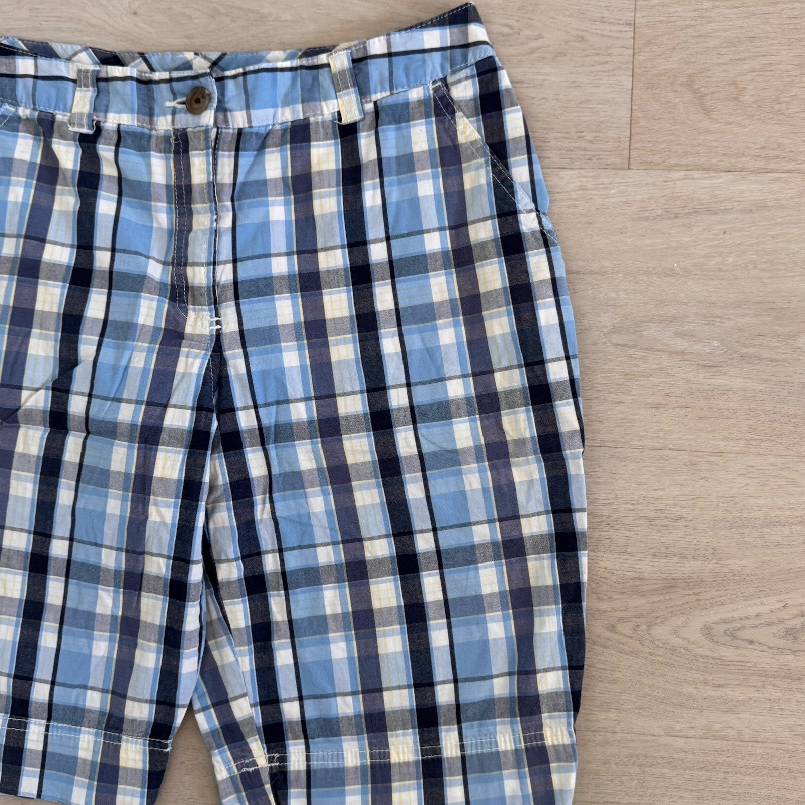 Kimi & Rogers Plaid Bermuda Shorts Womens 8P Blue Y2K Cotton Blend