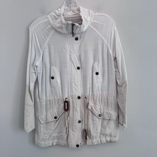Blu Pepper Linen Blend Utility Jacket Womens Small Ivory Lightweight