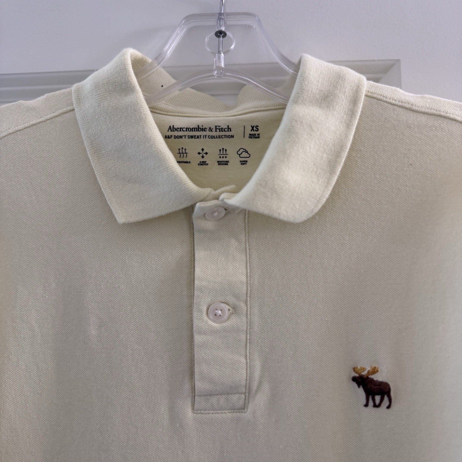 Abercrombie & Fitch Polo Shirt Mens XS Yellow Moose Logo Cotton Blend
