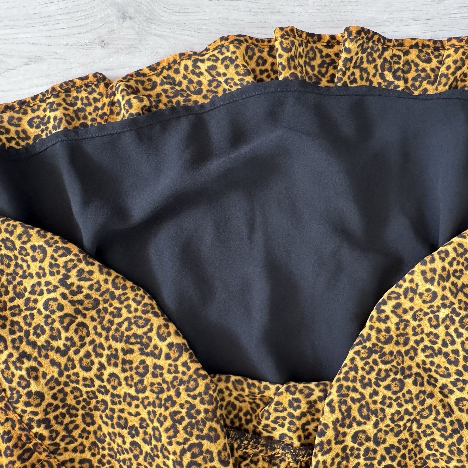Michael Kors Leopard Skirt Womens XS Smocked Waist Lined