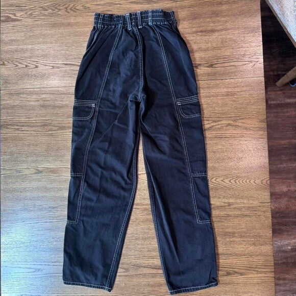 BDG Urban Outfitters Relaxed Skate Jeans 26 Black Cargo Pants Y2K Grunge Utility