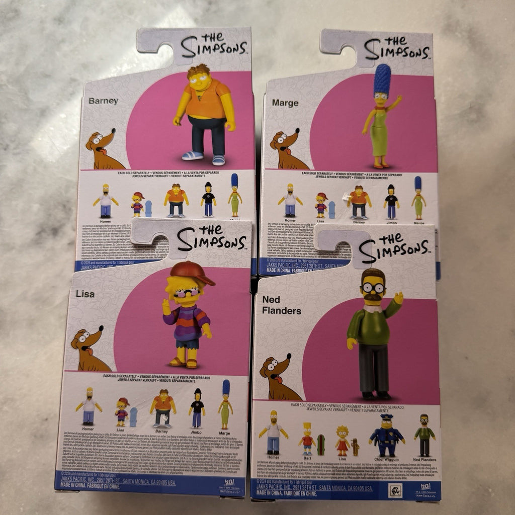 The Simpsons Action Figure Lot Bart Homer Marge Lisa Barney Ned Jimbo Jakks NEW