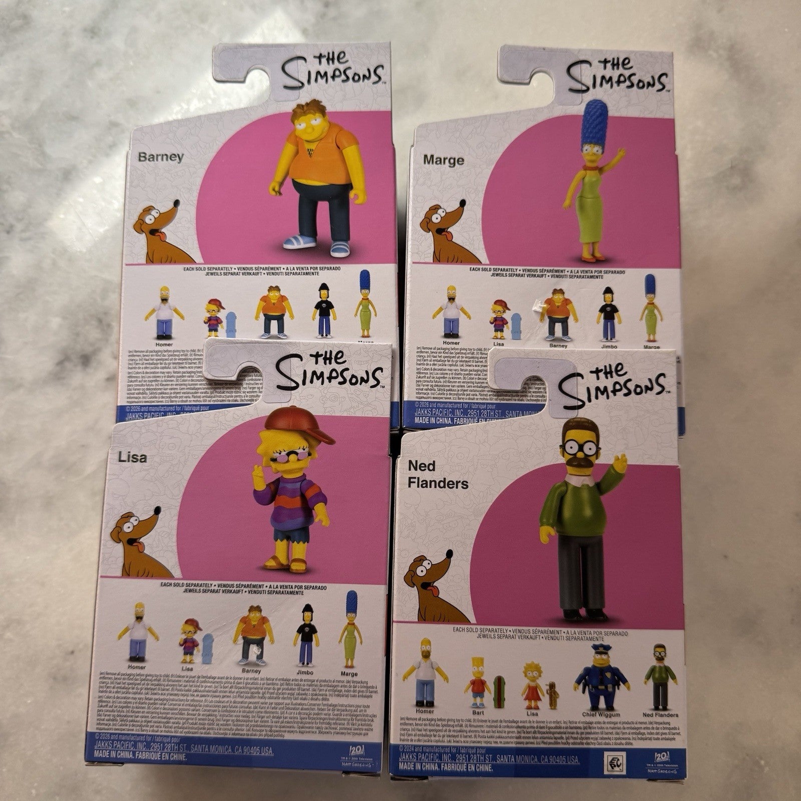 The Simpsons Action Figure Lot Bart Homer Marge Lisa Barney Ned Jimbo Jakks NEW